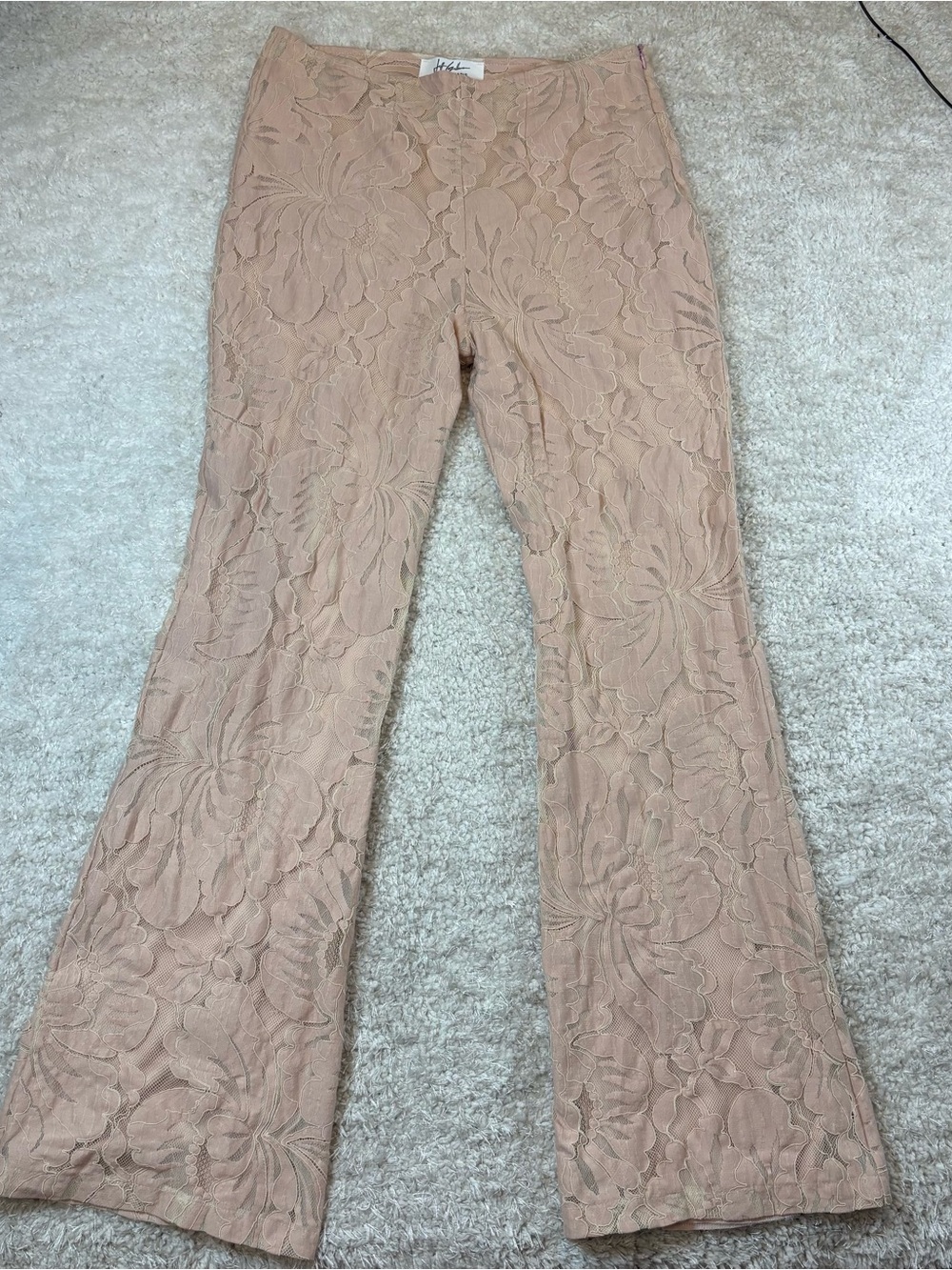 Jeff Gallano Pink Lace Boot-Cut Pants